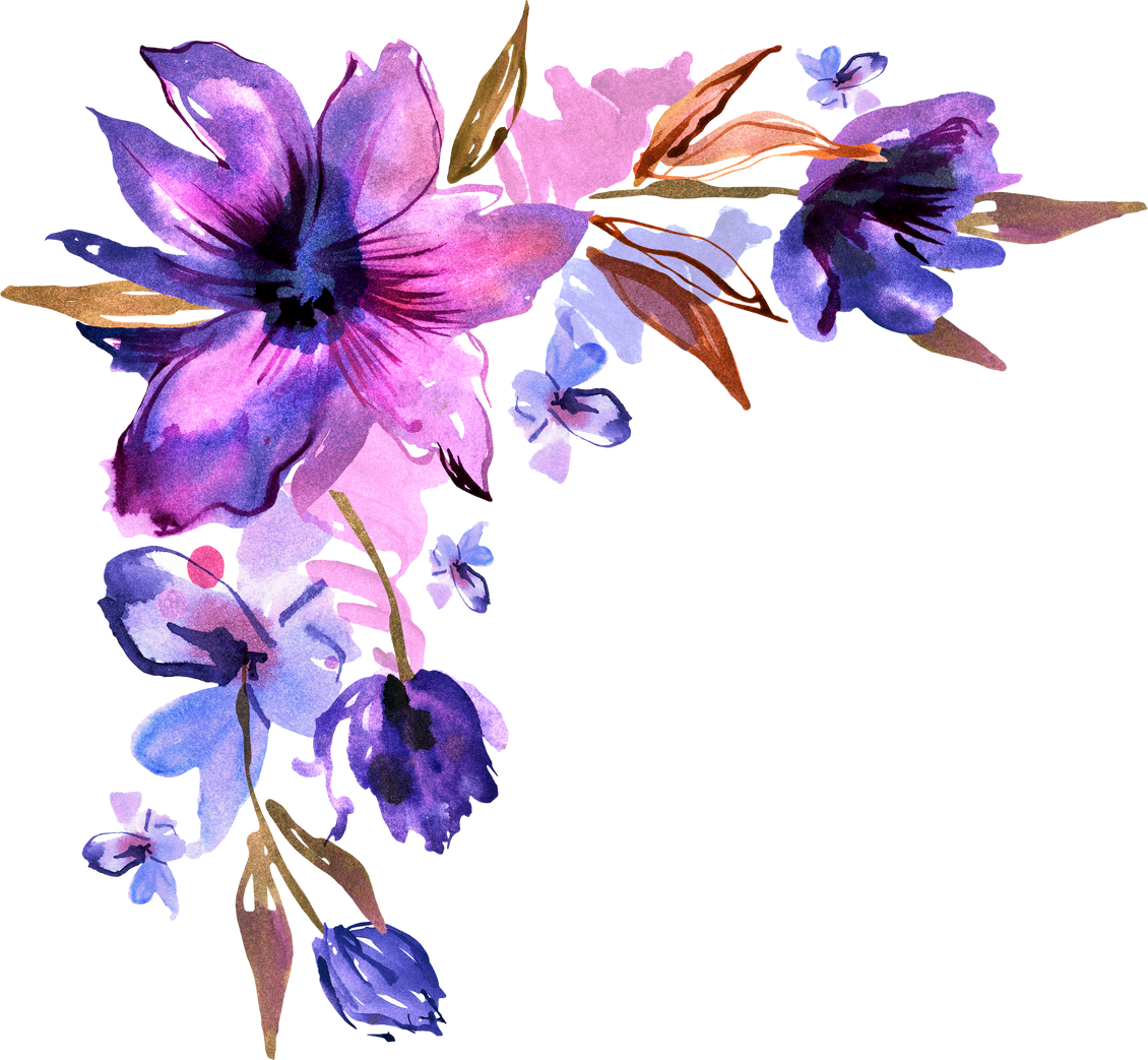 Watercolor Purple Flowers Corner